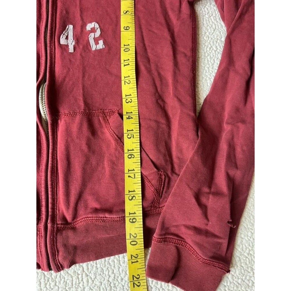 Y2K Abercrombie & Fitch Burgundy Athletic Dept Full Zip Hoodie Sweatshirt Small - Picture 9 of 10